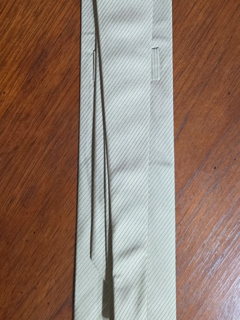 Brioni 100% Silk Tie Pale Champagne Yellow Diagonal Micro Stripe Italy Sartorial